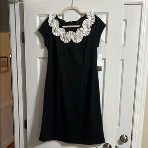NWT Tiana B. Black Formal Dress with White Ruffle Size Large